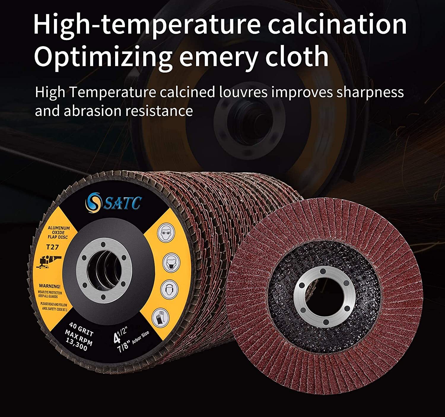 40 PCS 4.5 Inch 40 60 80 120 Grit Assorted Grinding Discs 115mm AO Flap Discs