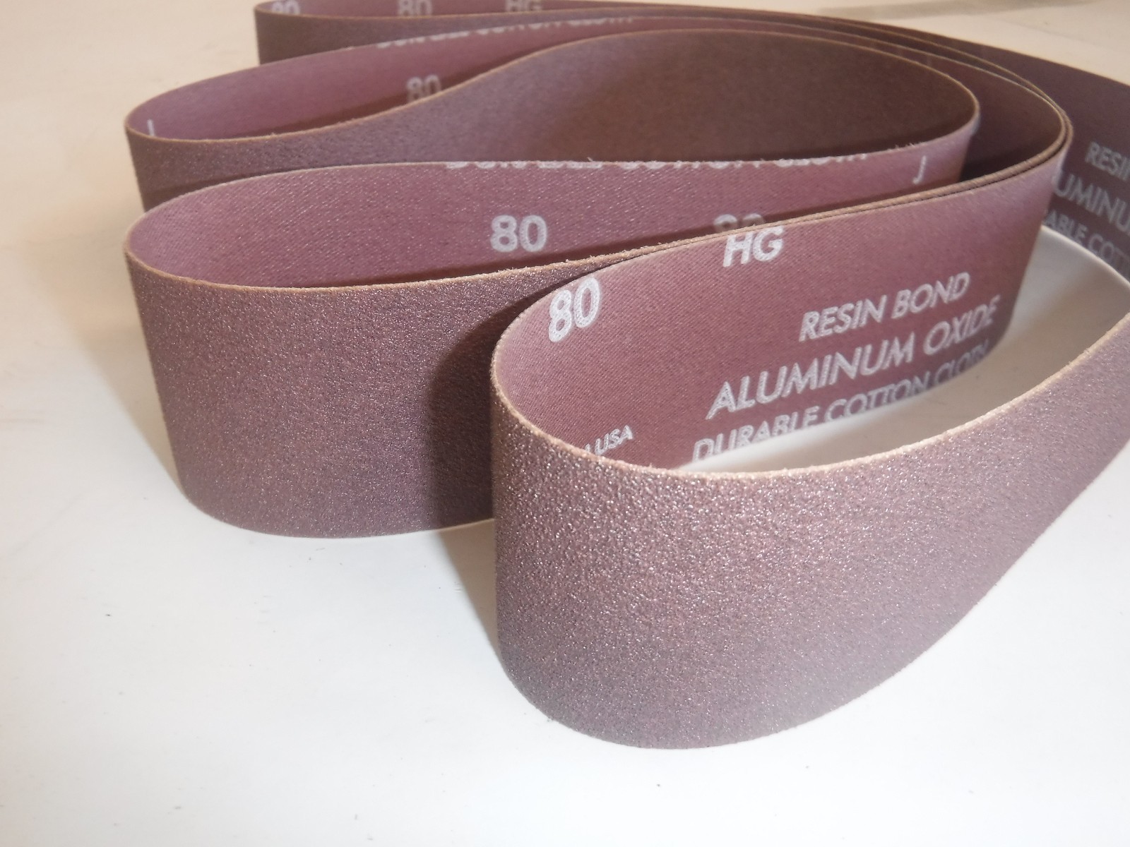 NEW LOT OF 2 NORTON 78072743934 Sanding Belt, 2 In Wx42 In L, AO, 80GR(P)