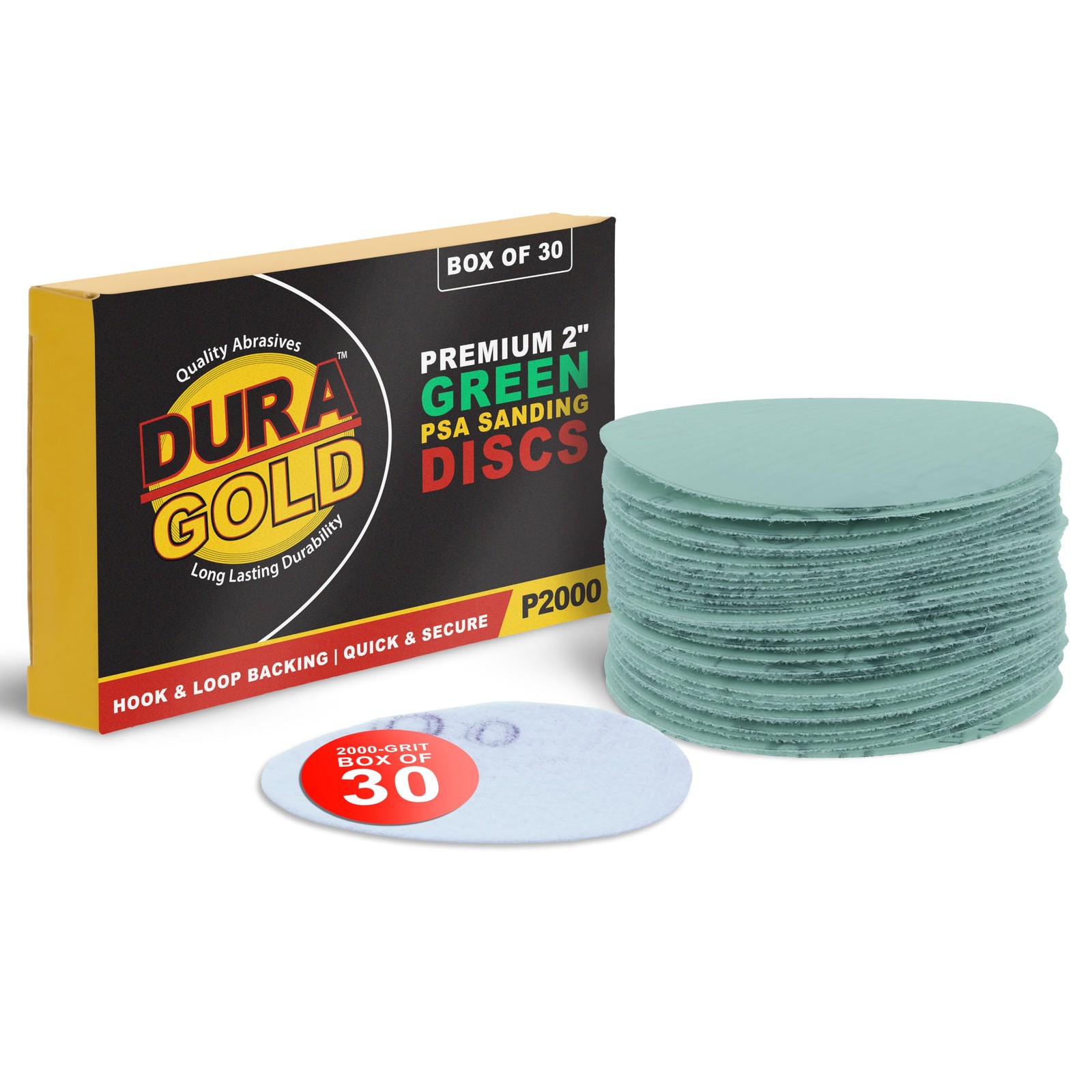 Premium 2″ Gold Hook & Loop Sanding Discs – 2000 Grit (Box of 30) – High-Perf…