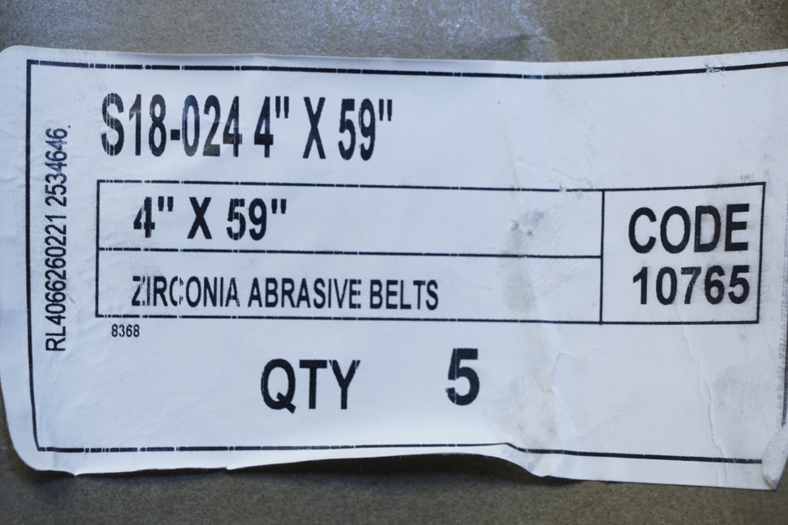 New Lot of 5) 4″ X 59″ BLUE ZIRCONIA SANDING BELT 24 GRIT BZ45924 Ships FREE