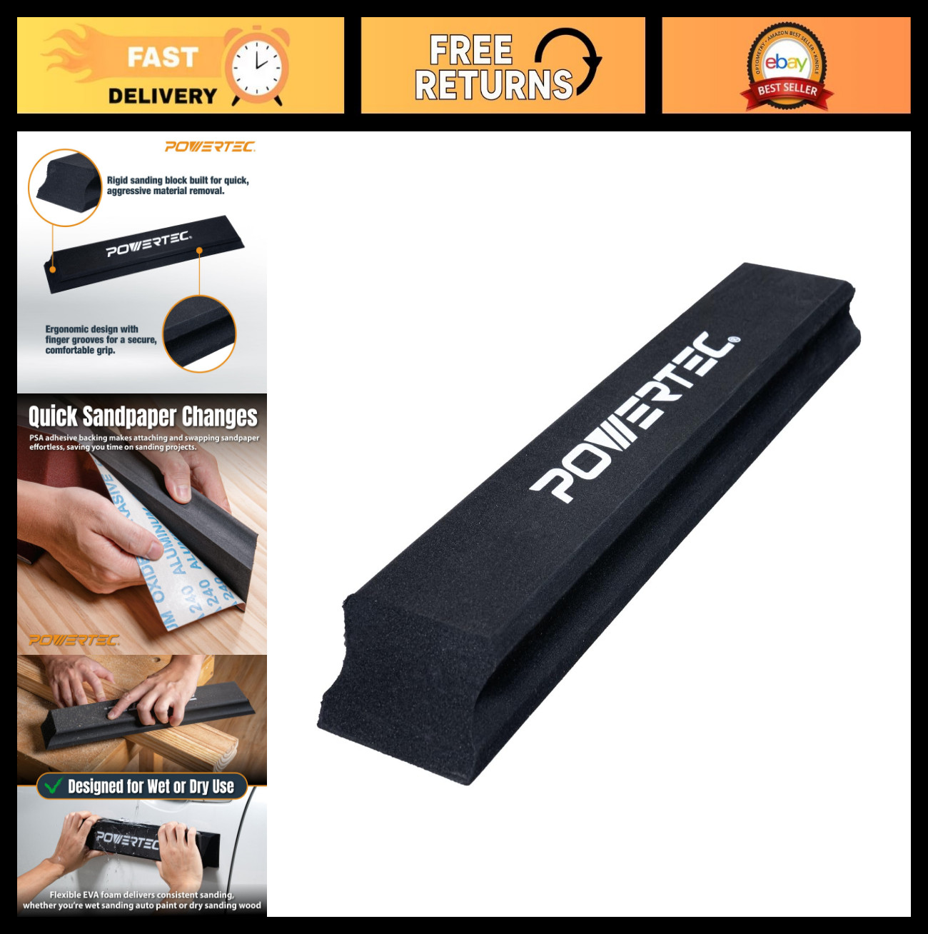 16″ PSA Sanding Block for Auto Body, Woodworking, Furniture Refinishing & DIY Pr