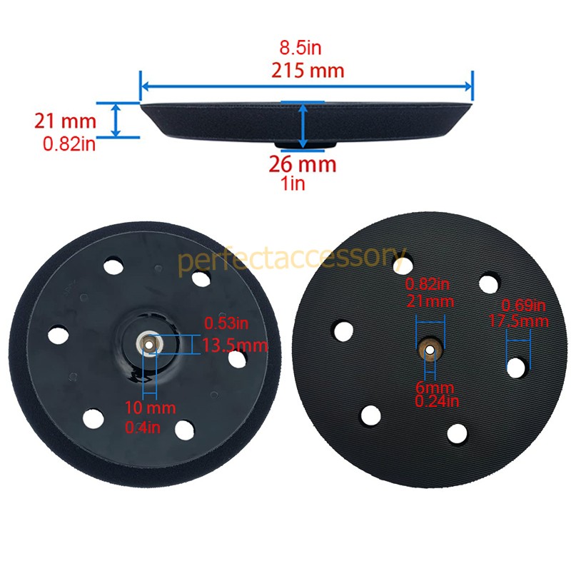1-2Pcs 9″ 6 Hole Hook&Loop Sanding Pad Backing Plate for Drywall Orbital Sander