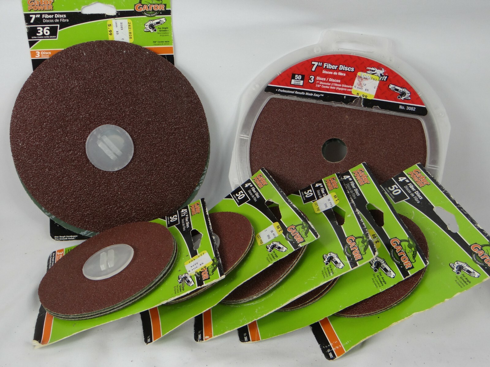 LOT 7 Gator Fiber Discs 4″ 4.5″ 7″ Angle Grinders Sanding 3062 3072 3082 3083