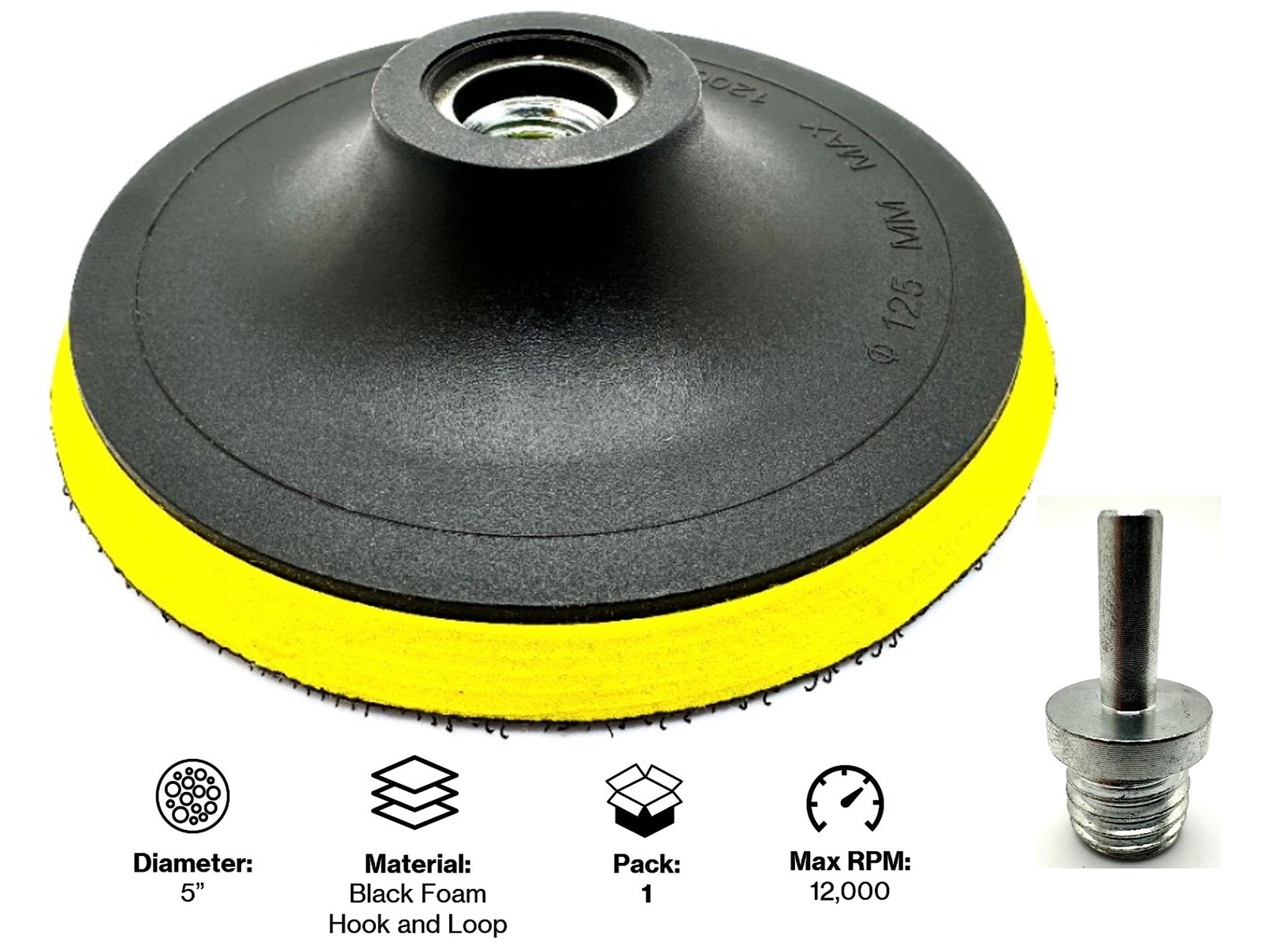 Pro-Graad 1 Pack 5″ Hook and Loop Backing Pads Foam Backer Pad with 5/8”-11 –…
