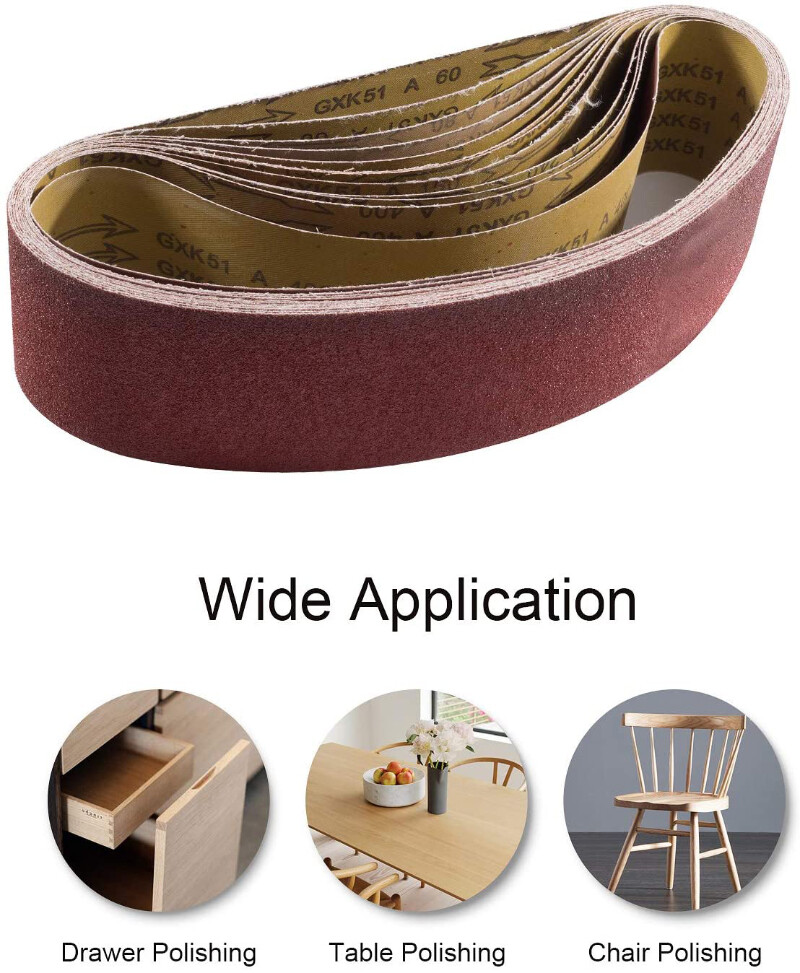 3 x 21‘’ Sanding Belt, 60 80 120 240 Grit Aluminium Oxide Abrasive -5pcs