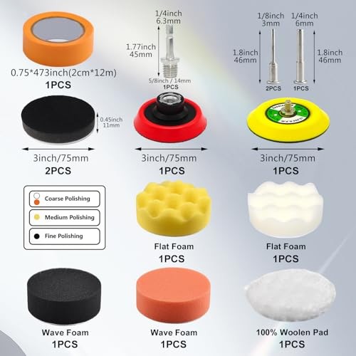 134Pack 3″ Wet Dry Sanding Discs Kit for Drill Sanding Attachment, 60 to 96