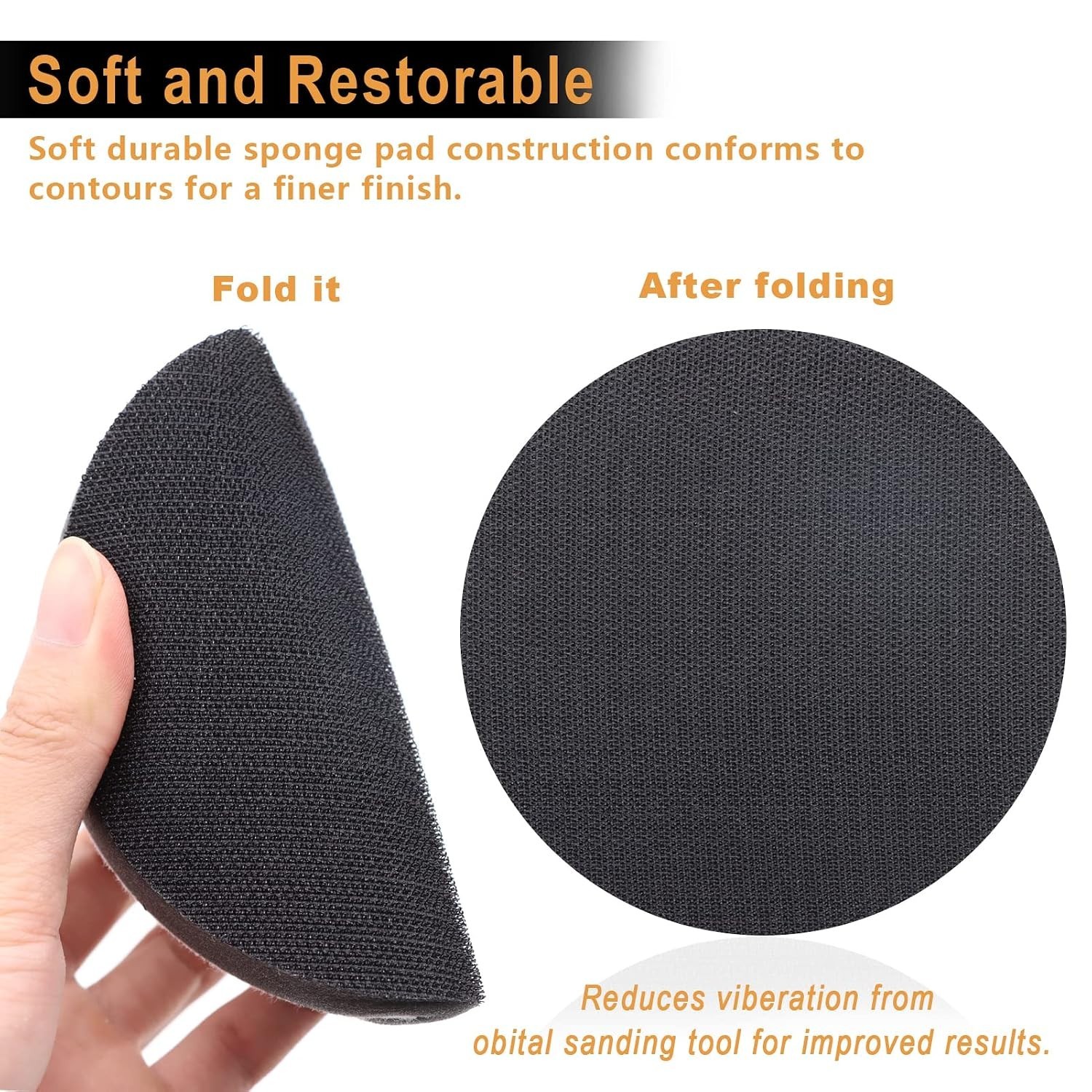 3-Pack Hook and Loop 5 Inch Foam Sanding Pads for Automotive and Woodworking