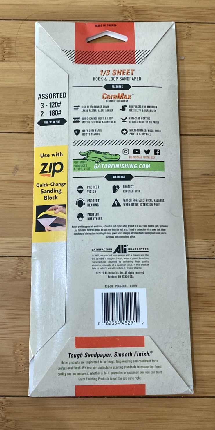 Gator CeraMax 3-2/3″ x 9″ Ceramic Sanding Sheets 120-180 Assorted Grit 5 Pack