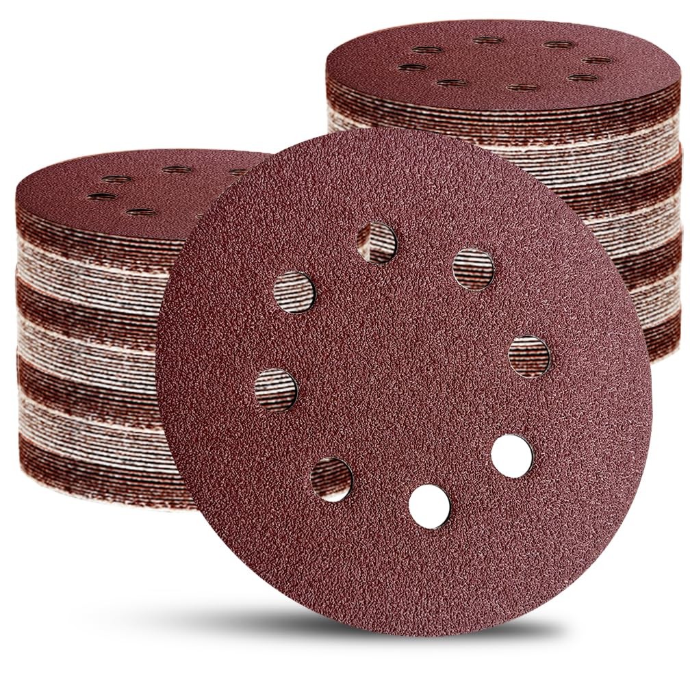 300 PCS 5 In 8-H AO Sanding Discs 60-600 Assorted Grit Hook Loop 125MM Sandpaper
