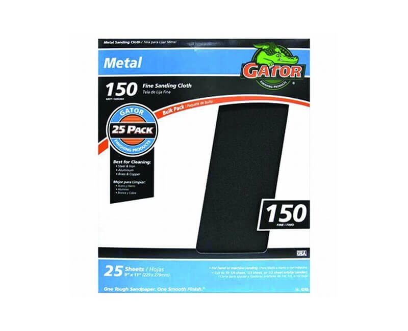 Gator Emery Cloth 4245 Fine Sanding 25pkg Metal 150 9″ X 11″ Made in USA