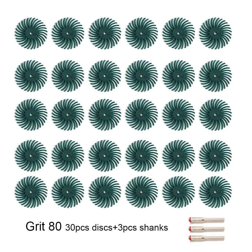 30pcs 1 Inch Radial Bristle Disc Kit with 1/8″ 3 mm Shank for Rotary Tools,De…