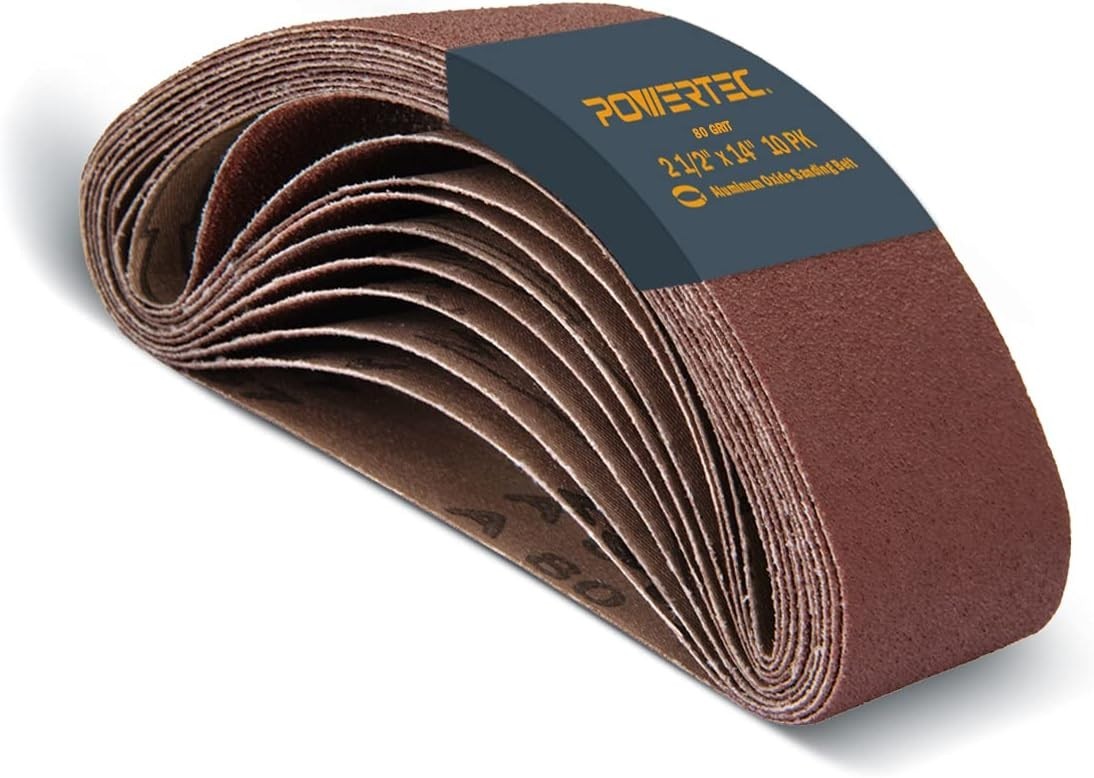 10-Pack 2-1/2 x 14 Inch Aluminum Oxide Sanding Belts, 80 Grit – For Wood & Metal