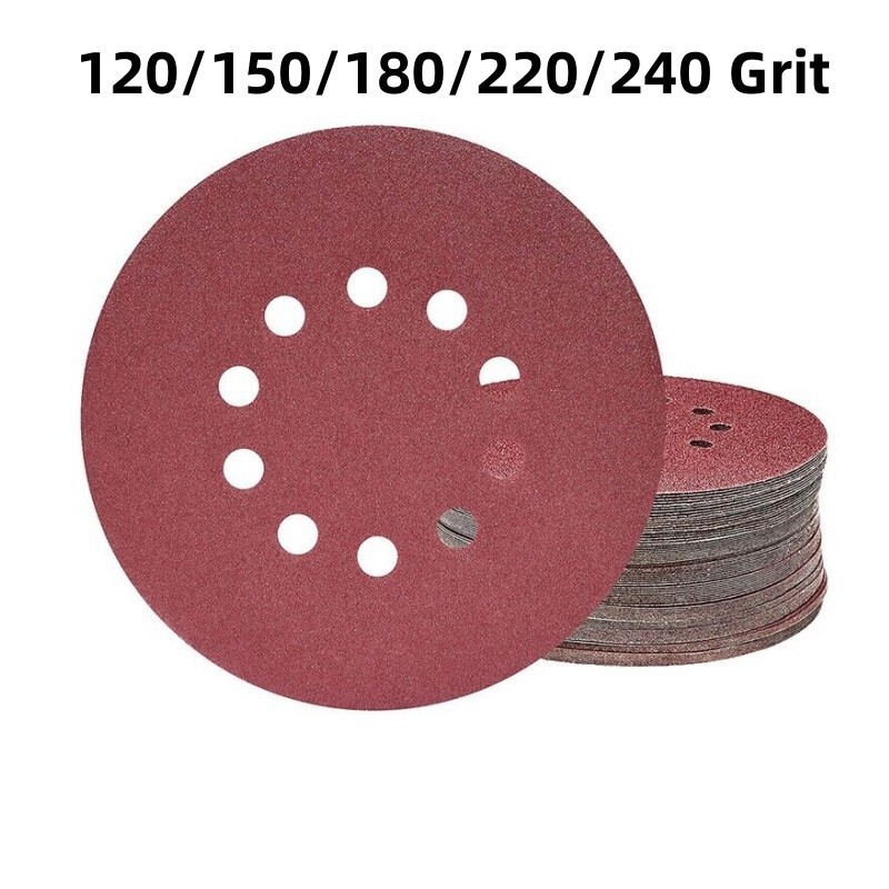 100 PCS 225mm Sanding Discs 10 Hole Hook and Loop Sanding Discs 150-240 Grit