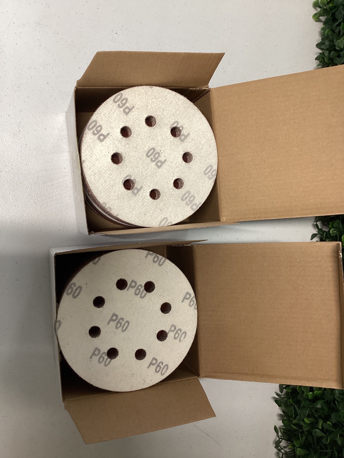 2 Pack Set of Round P60 Hook and Loop 8-Hole Sanding Discs