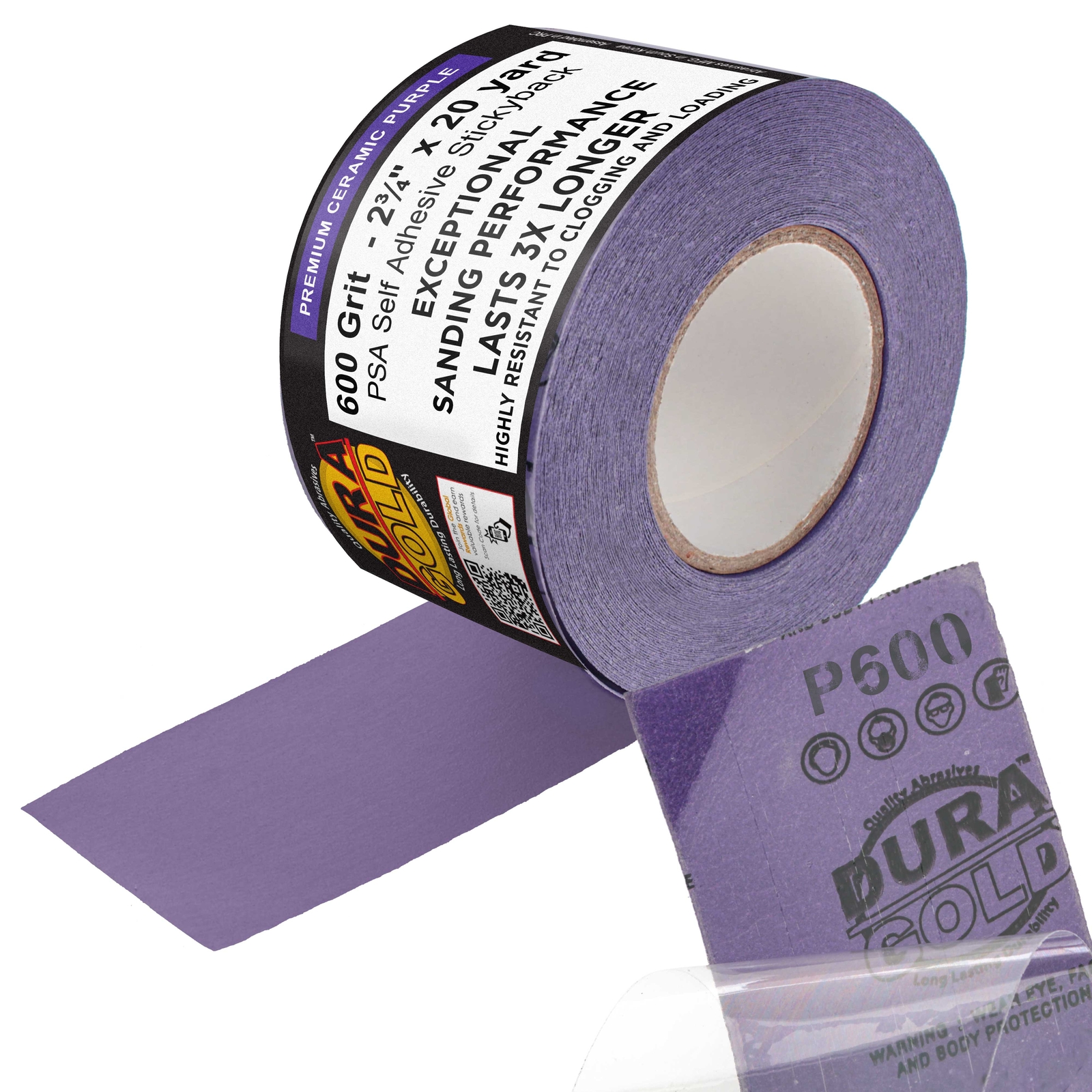 600 Grit Purple Ceramic 2.75″ x 20 Yard Roll Self Adhesive Longboard Sandpaper