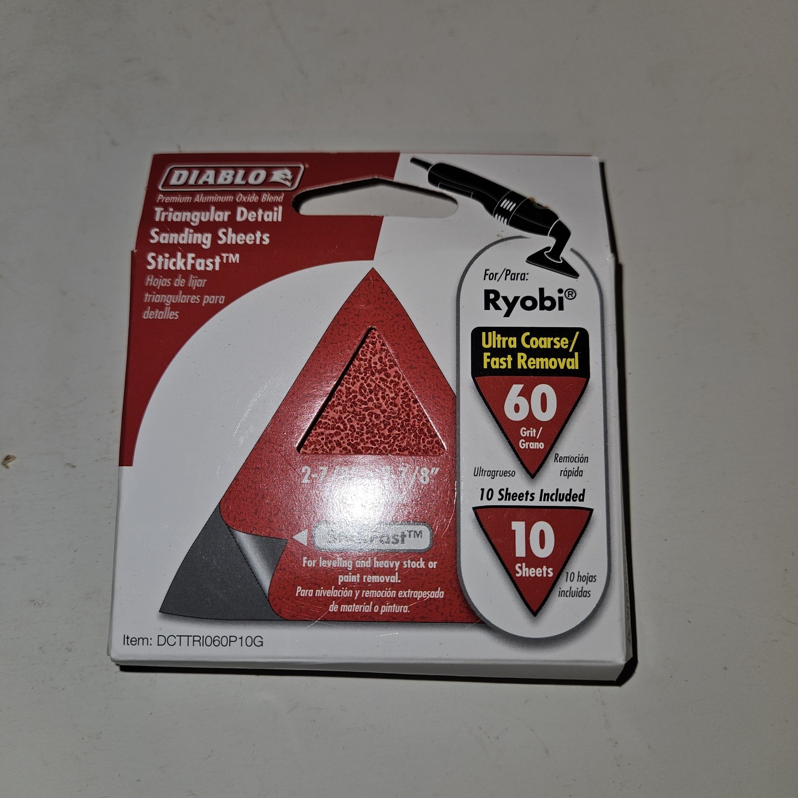 Diablo sandpaper 10 sheets 2-7/8 x 2-7/8 triangular Sanding sheets StickFast