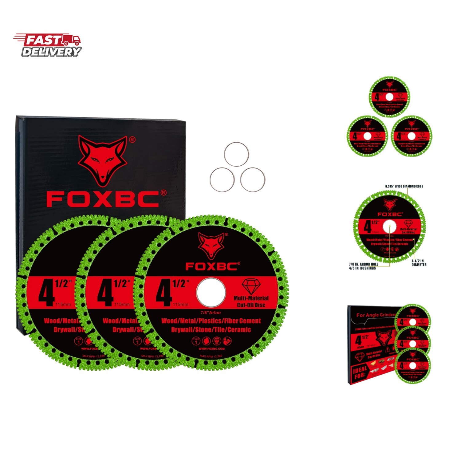 4-1/2 Inch Indestructible Multi-Material Cut Off Disc for Angle Grinders, 7/8…