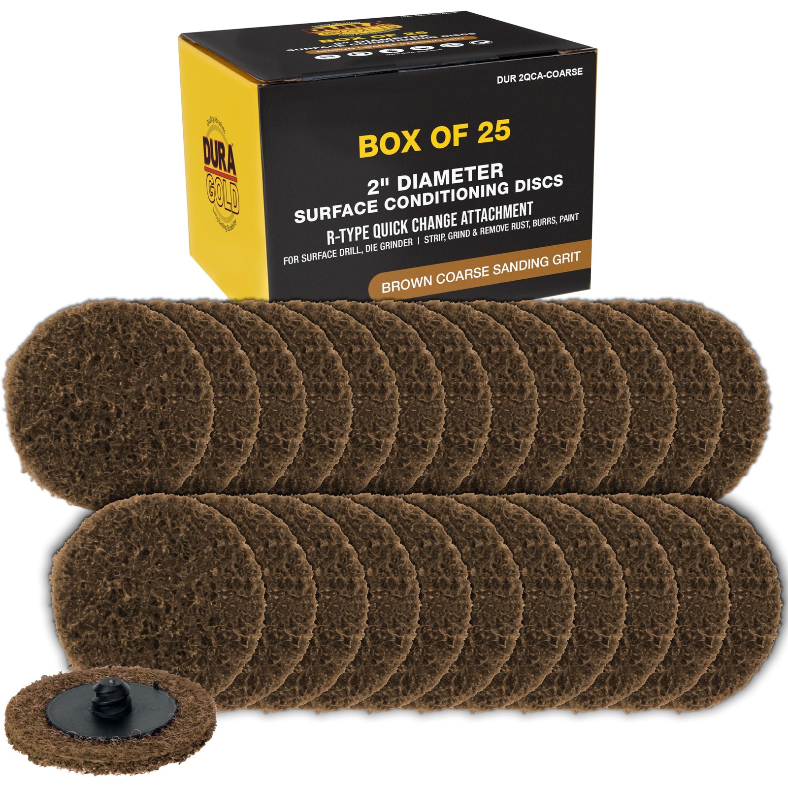 25 PCS 2 Inch Surface Conditioning Discs Brown Coarse Sanding RType Rust