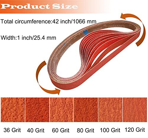 12 PCS 1 x 42 Inch Metal Grinding Ceramic Sanding Belts Kit -2 Pcs Each of 36…