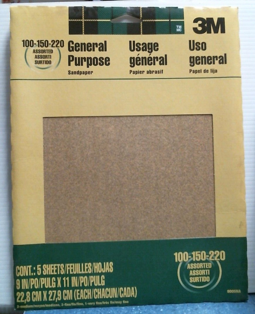 3M 9″ X 11″ General Purpose, Assorted Sandpaper 5 pk (9005NA) FS
