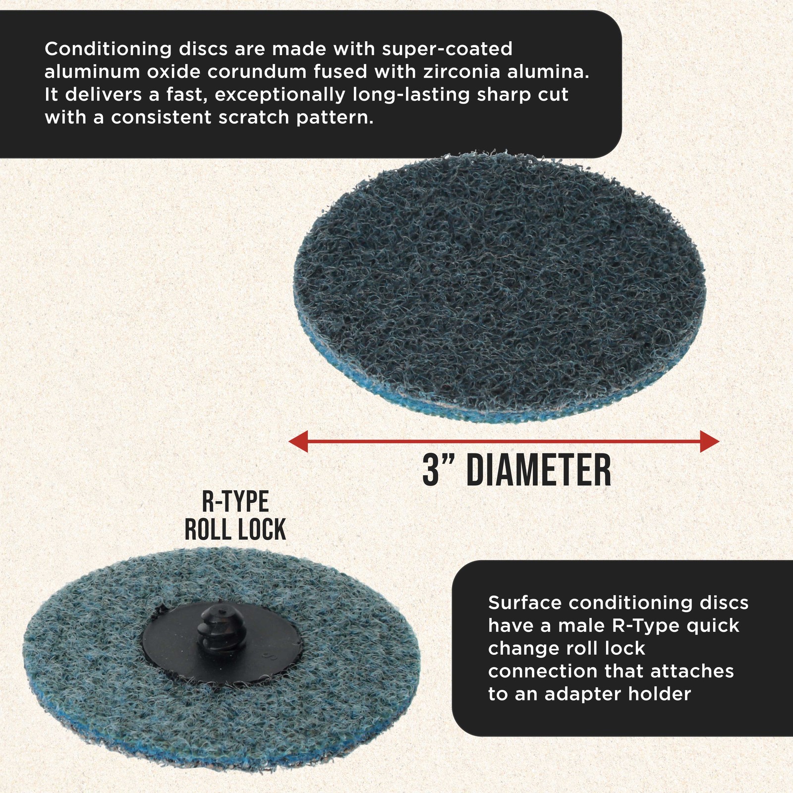 Dura-Gold 3″ Surface Conditioning Discs Blue Fine Sanding Grit (Box of 25)