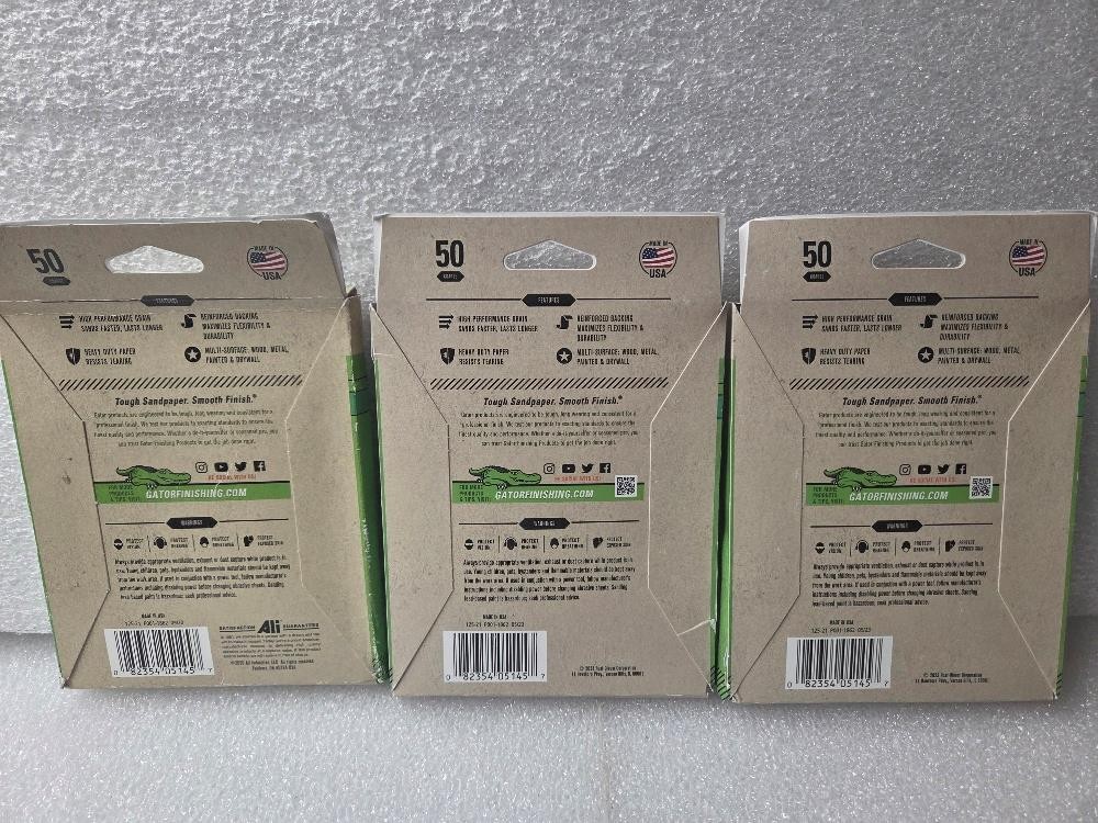 (3-PACK) GATOR 20 SHEETS 1/4 SHEET(4 1/2″ X 5 1/2″) 50-GRIT CLAMP ON SANDPAPER