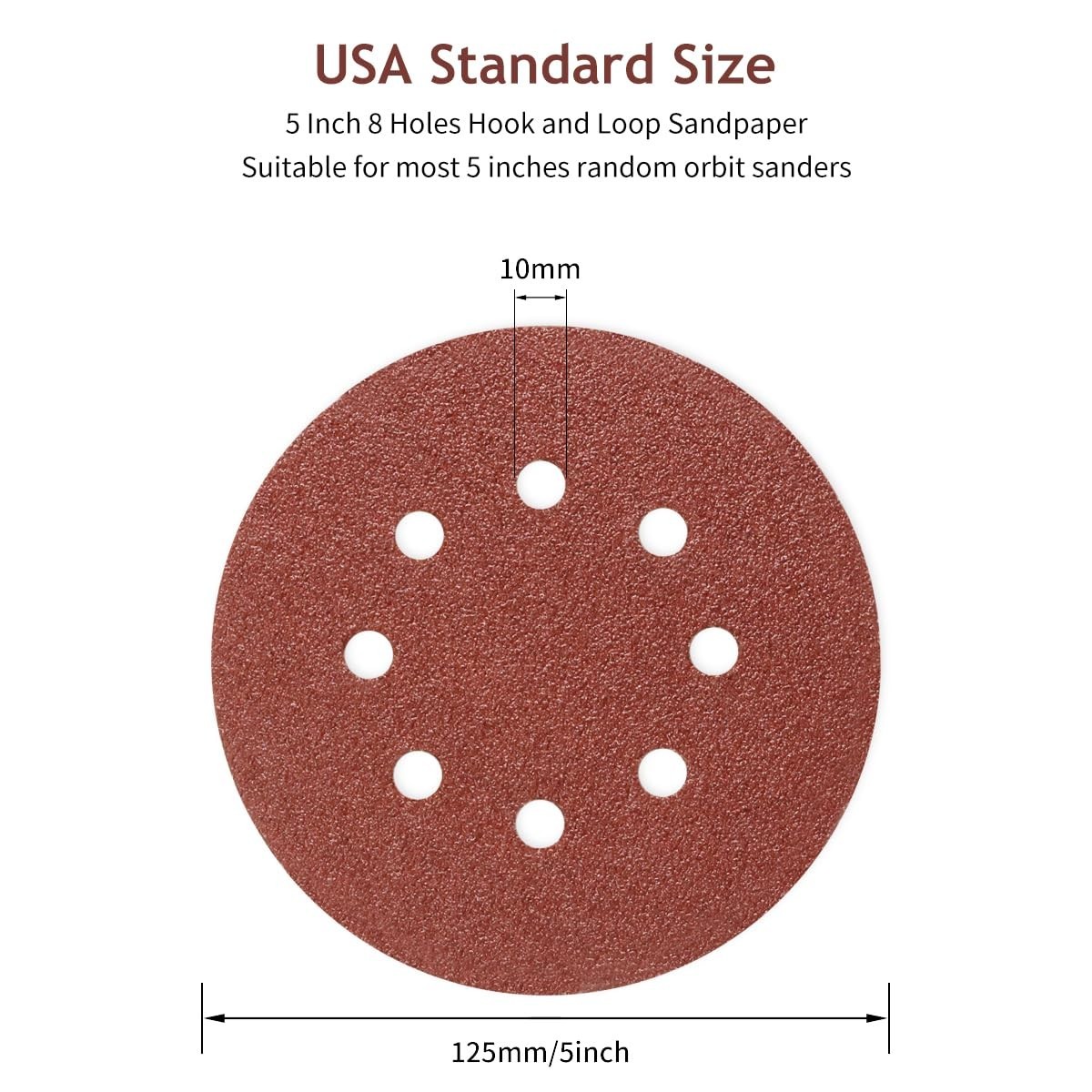 50 Count 5 Inch 60 Grit Hook and Loop Sanding Discs – Clog-Resistant & Durable
