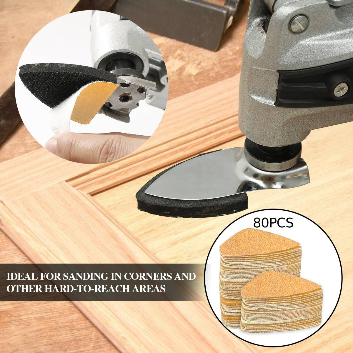 206PCS Multitool Sanding Pads for Oscillating Tool Sanding Attachments, Contains