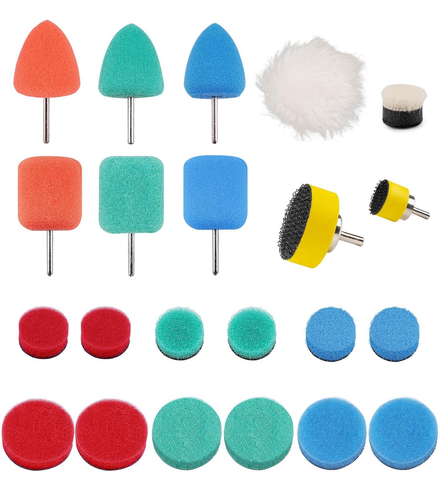 SI FANG 22 Pcs Mini Buffing Polishing Pads Kit, Car Details 0.59inch 1inch