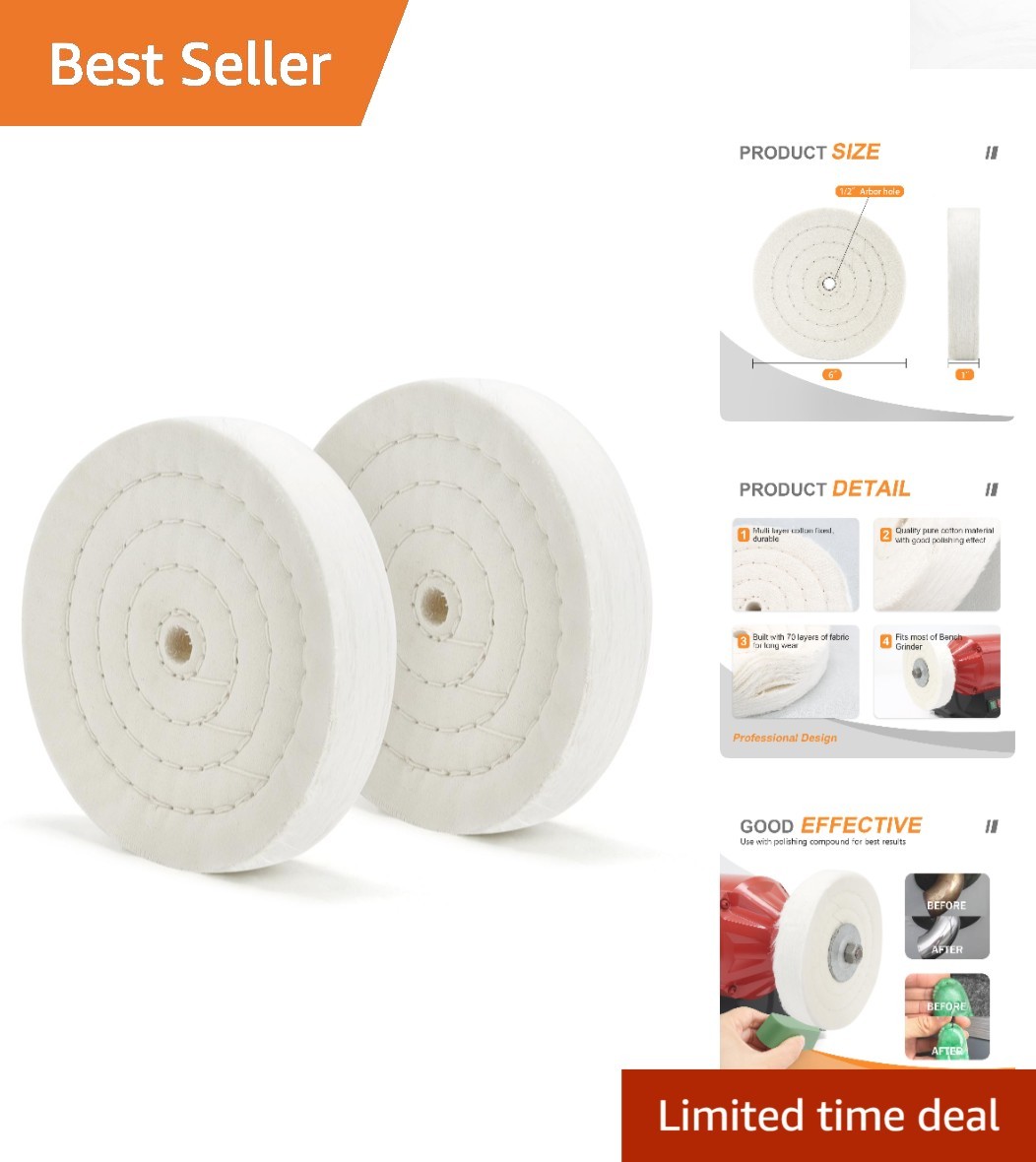 Easy Install 6 Inch Buffing Polishing Wheel Set – 2 PCS for Bench Grinders