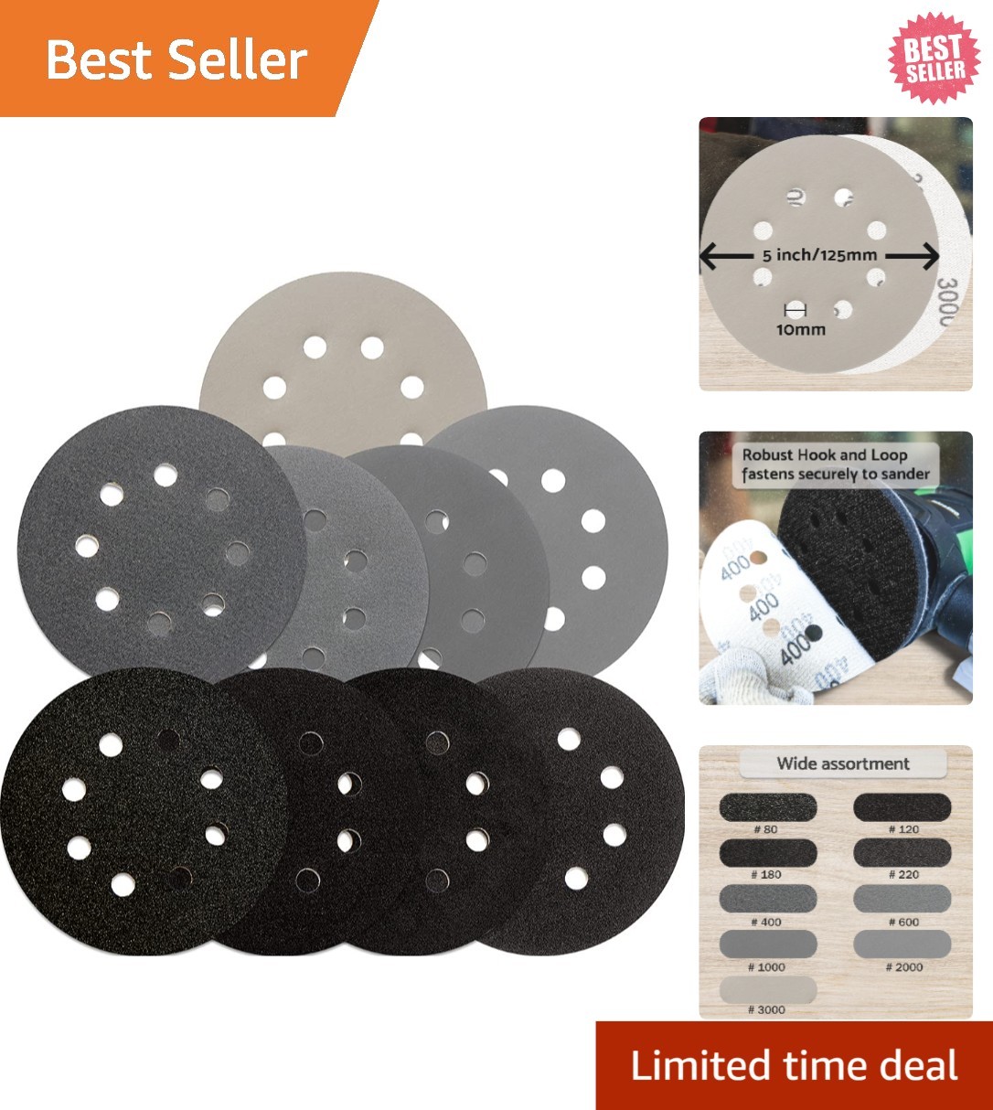 Complete Sandpaper Collection – 54 Hook & Loop Discs for Wood, Metal, Automotive