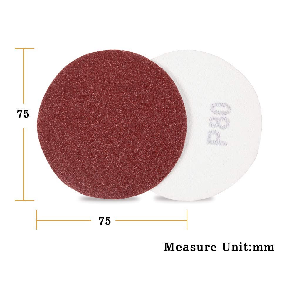 100pcs Sanding Discs 3 Inch Sandpaper 80 Grit Hook and Loop Sanding Discs for…