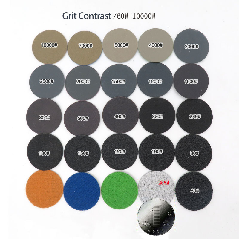 1-Inch Mini Flocking Disc Sandpaper 60-10000 Grit Hook And Loop Diameter 25mm