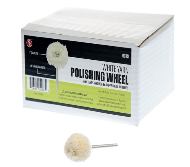 36pc 1″ White Yarn Buffing Wheel 1/8″ Shank for Rotary Tool ~ MC19