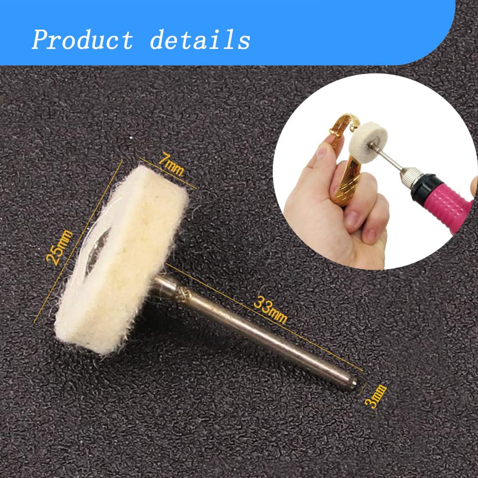 20 Pack Compressed Wool Felt Polishing Wheel 1/8″ Mandrel Mounted Wool Buffing W
