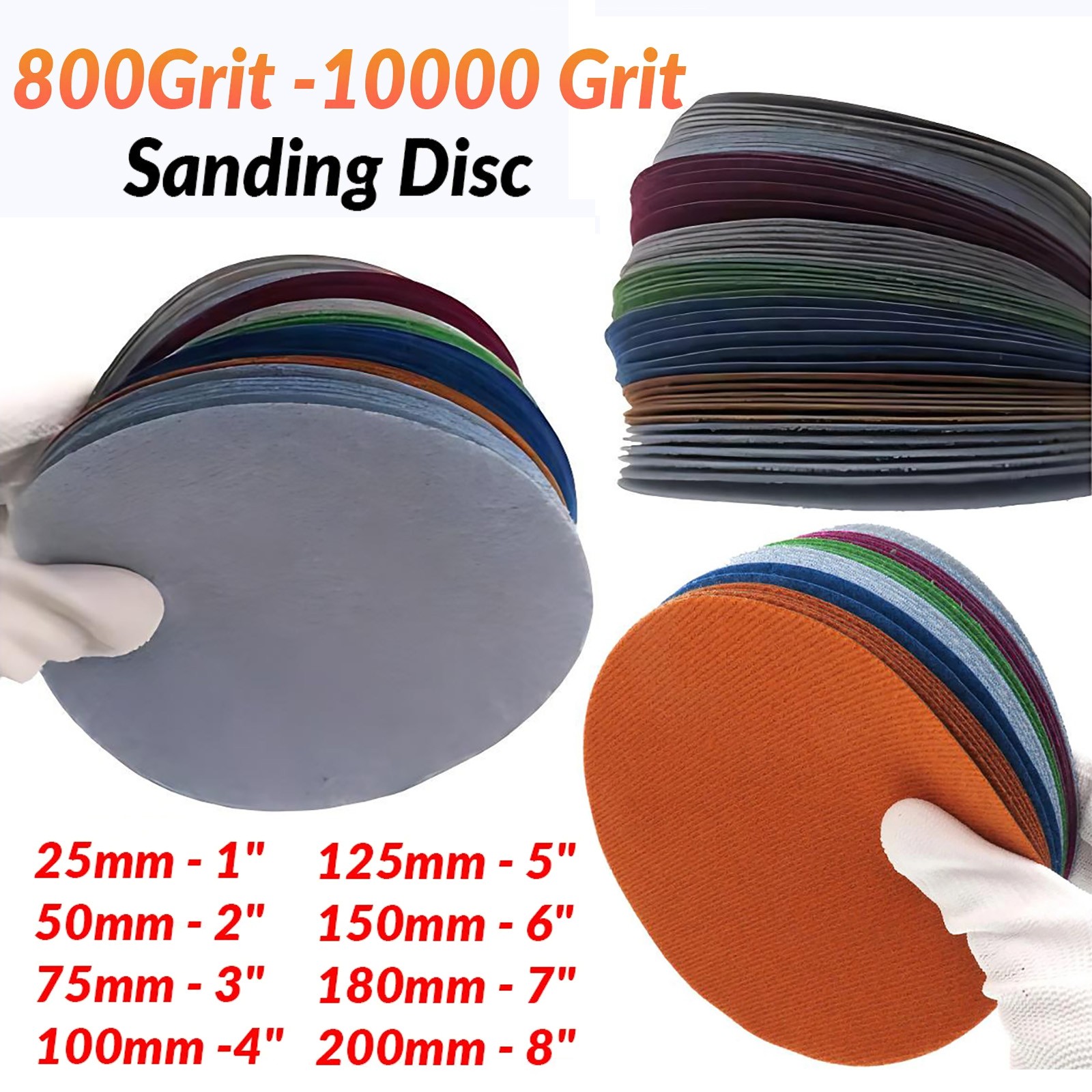 Wet and Dry 25mm-200mm Foam Sponge Sanding Disc Sandpaper Hook & Loop For Polish