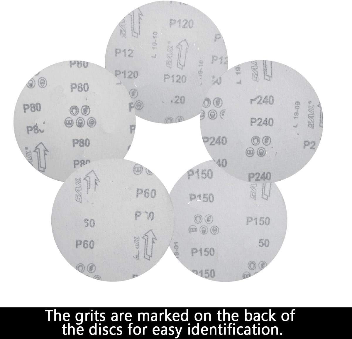 100 PCS 6 Inch No Hole Hook and Loop Sanding Disc Set- 60 80 120 240 400 Grit…