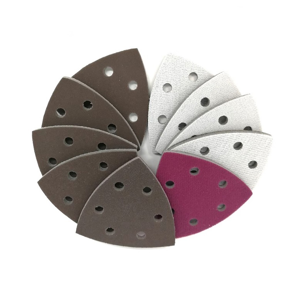 90mm 6 Hole Triangle Sponge Red Sandpaper Wet & Dry Sanding Disc 300#-2000# Grit