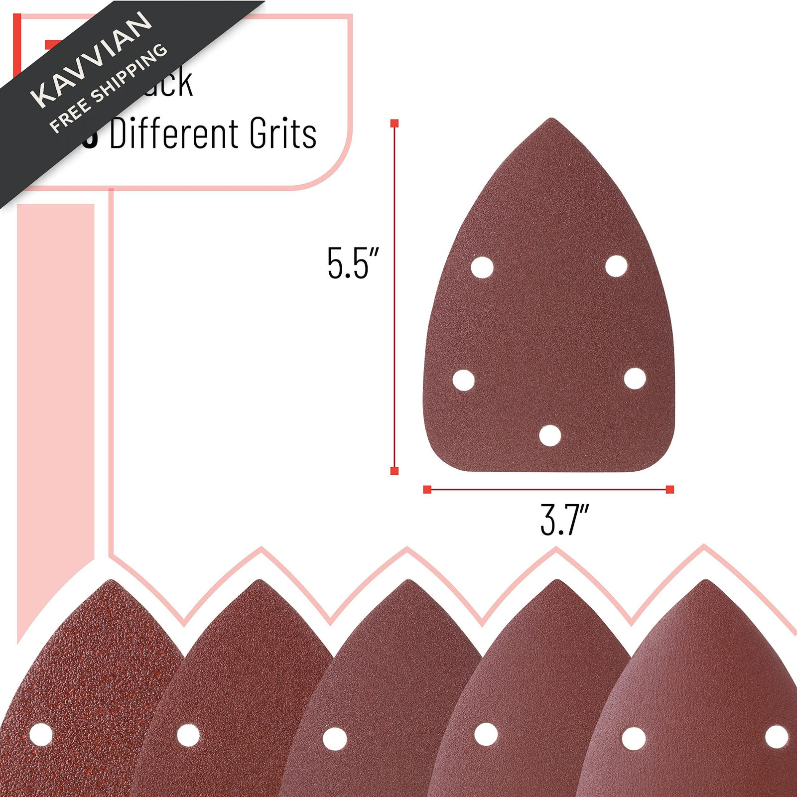 Bates- Mouse Detail Sander Sandpaper, 30 pcs, 30 40-240 Grits, Red