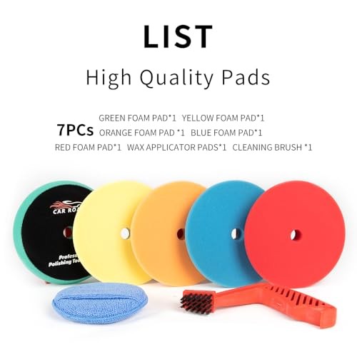 CARROAD 7pc 6.5 Inch Buffing Pads Kit – Heavy Cut to 7pc 6.5inch standard