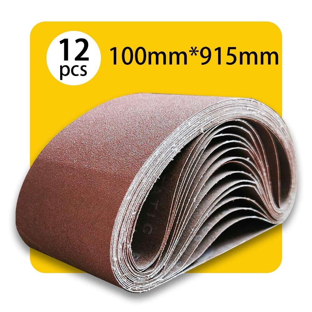4 x 36 Inch 80 Grit Aluminum Oxide Sanding Belt – 12 Pack of Sandpaper