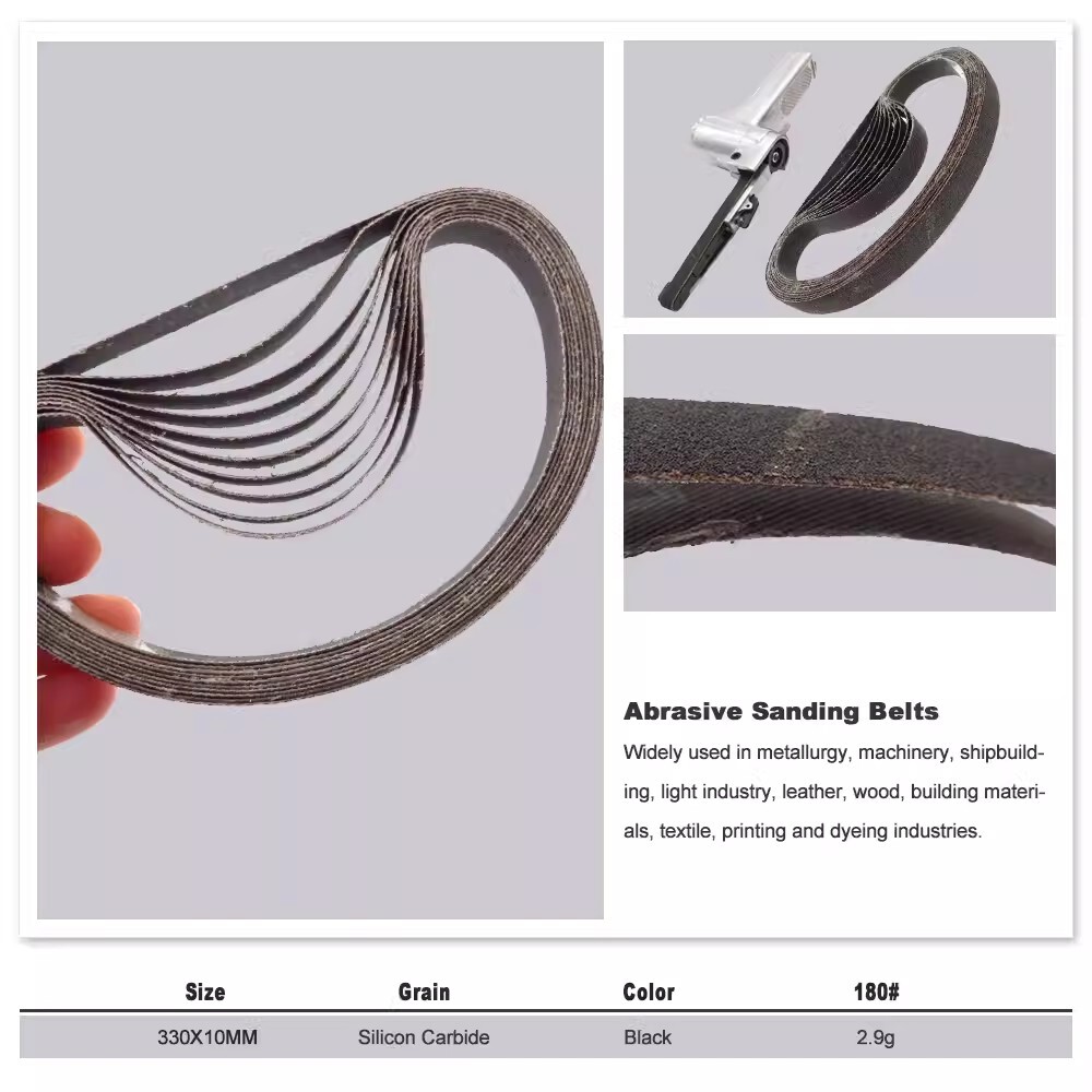 10x330mm Silicon Carbide Sanding Belts Metal Wood Polishing 60/80/100~240 Grit