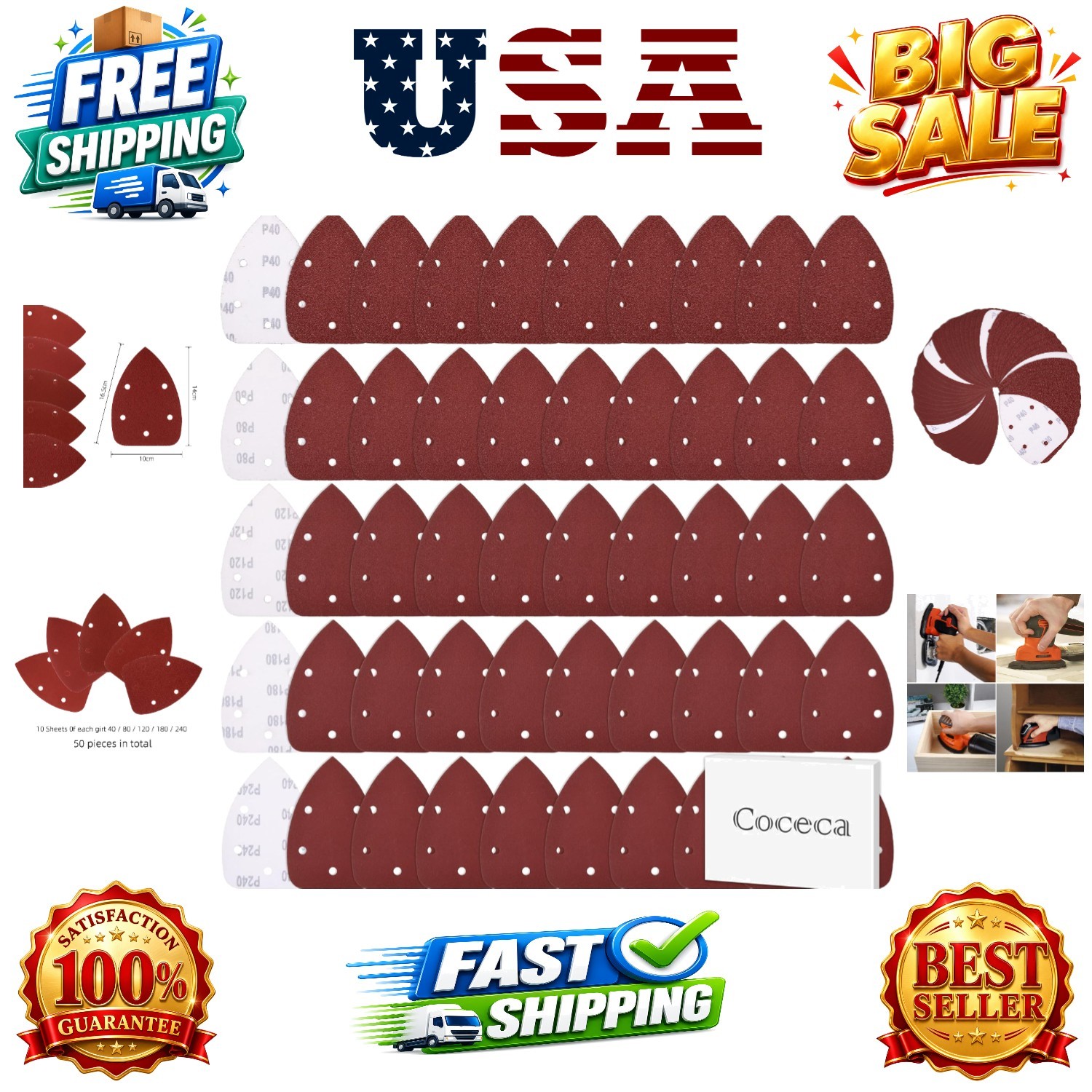 Mouse Detail Sander Sandpaper Sanding Paper Assorted Sanding Pads 40 80 120 1…