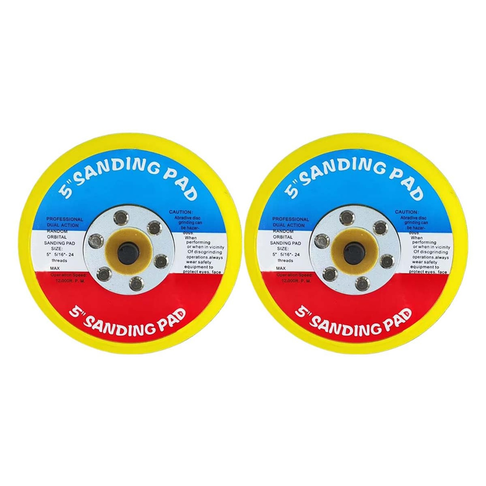 2 PCS 5″ Hook and Loop Backing Pads, Dual Action Sanding Pad, 5/16″ Arbor 24 Thr