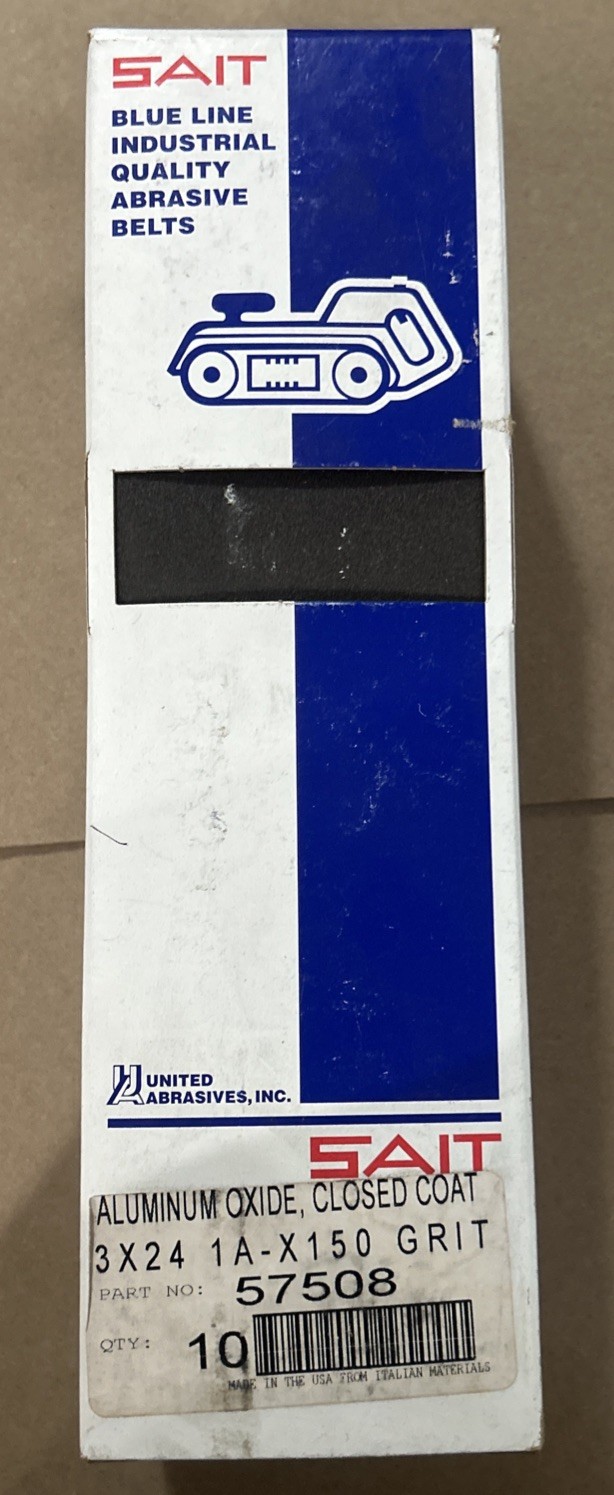 SAIT 57508 3 x 24 150 Grit Blue Line Industrial Sanding Belt – 10 Pack