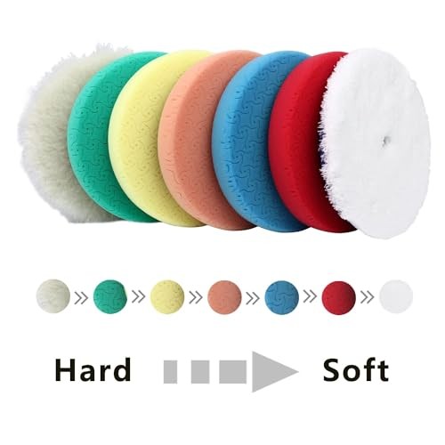6″ Buffing Polishing Pads Kit – 7 Pcs 6.5″ Backing Plate, Sponge & 6″ (150mm)