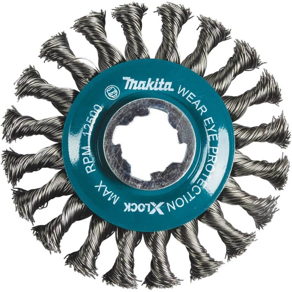 Makita X-Lock 4-1/2In Carbon Steel Full Cable Knotted Twist Wire Wheel
