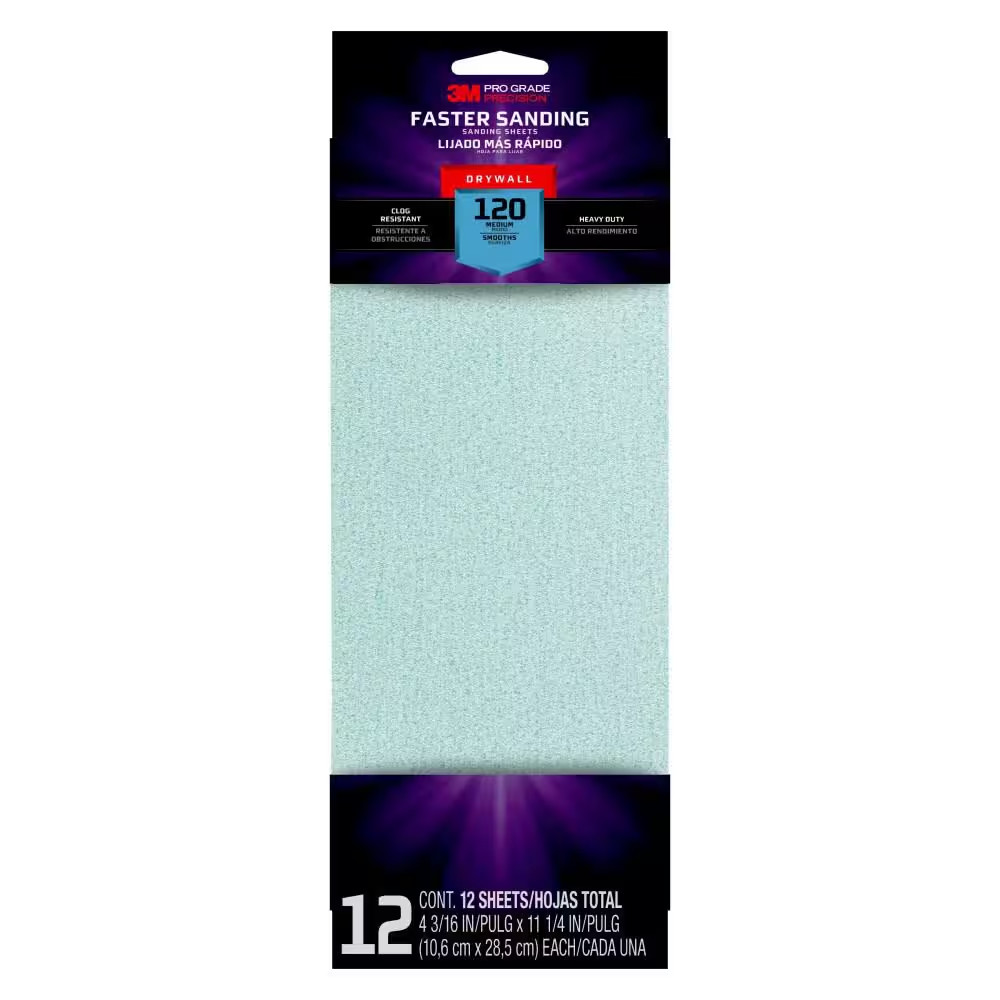 Pro Grade Precision 4 3/16 In. X 11 1/4 In. 120 Grit Drywall Sanding Sheets (12-