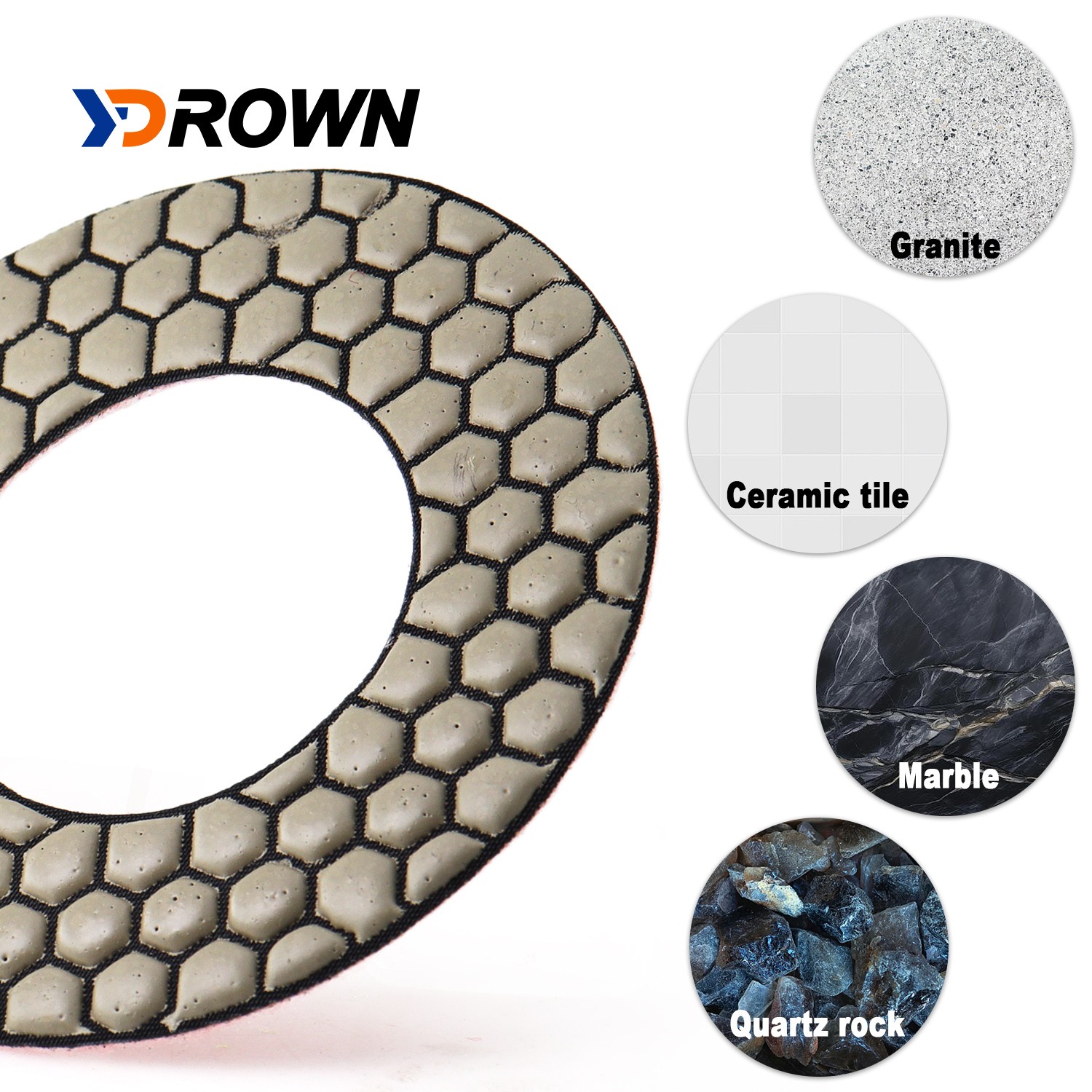 5″ 2PCS Diamond Polishing Pad 2mm Thickness Sanding Disc Dry Use Polisher Tool