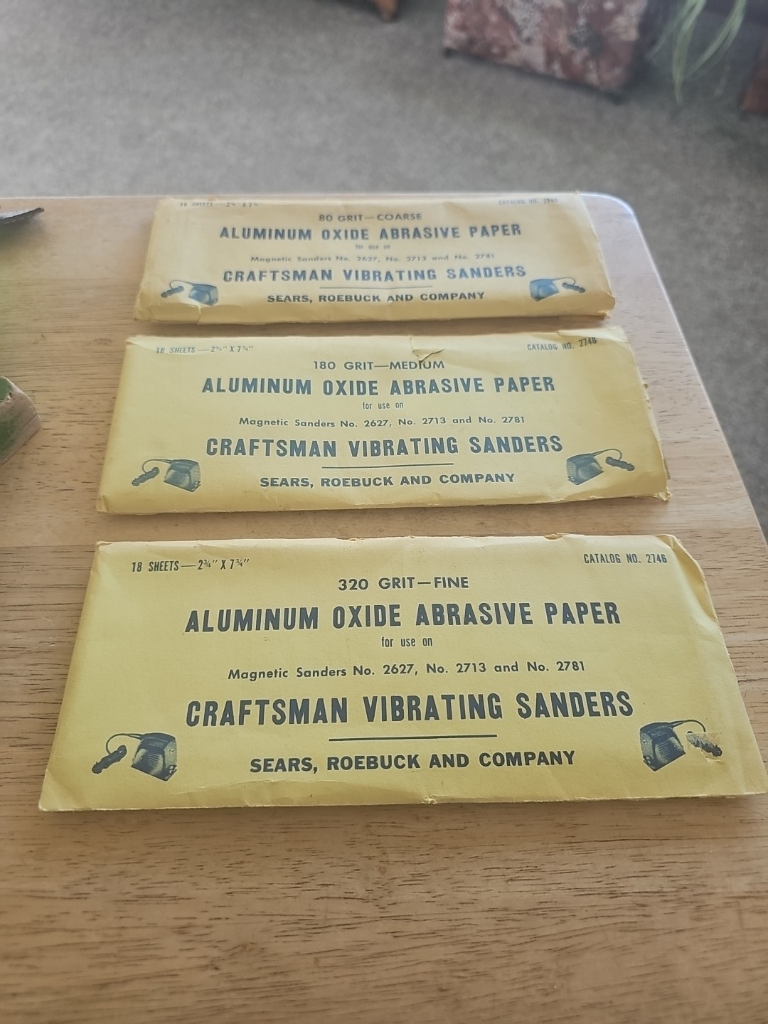 Craftsman Aluminum oxide abrasive Paper, For Vibrating Sanders 3 Pkg C,M,F.